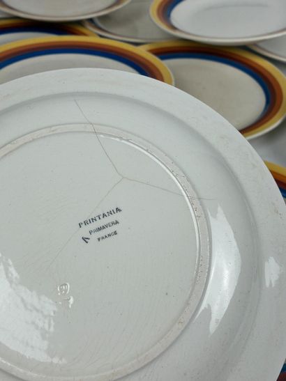 Set of 16 earthenware soup and dinner plates,...