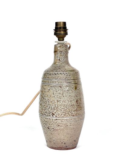 Glazed stoneware lamp with abstract designs,...