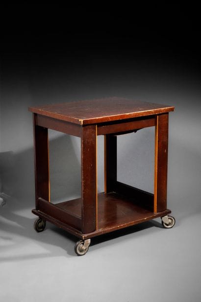 Rectangular side table in dark wood and light...