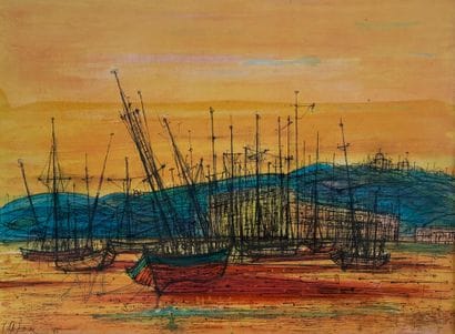 Jean CARZOU (1907-2000)
Les bateaux au crépuscule,...