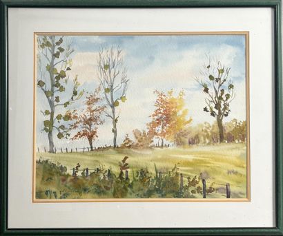 Joël COUILLEAUX (1939-2022) 
Paysage de campagne...