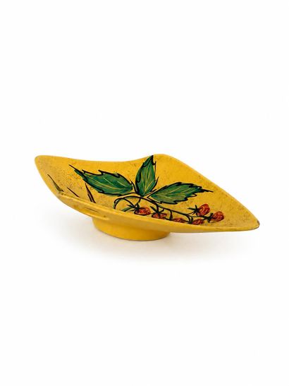 VALLAURIS 
Yellow ceramic fruit bowl with...