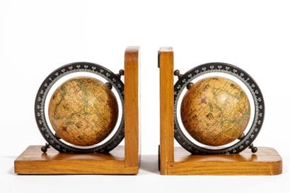 Pair of Old World Map Wooden Bookends
Made...