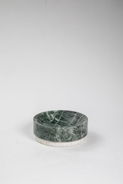 Round ashtray made of sea-green marble with...