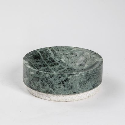 Round ashtray made of sea-green marble with...