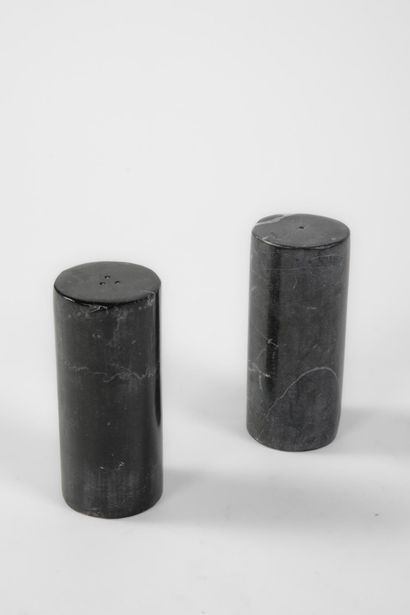 Pair of black marble salt and pepper shakers
Made...