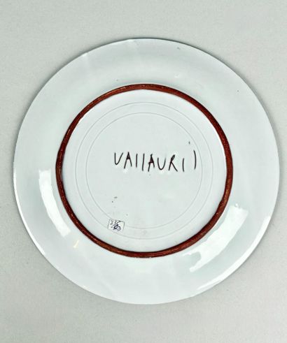 VALLAURIS 
Glazed ceramic plate with fish...