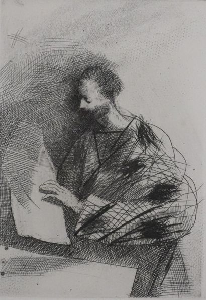 Miguel CONDE (1939-)
La lecture du journal
Gravure...