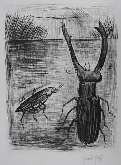 Bernard BUFFET (1928-1999)
Lucane et scarabée
Gravure...