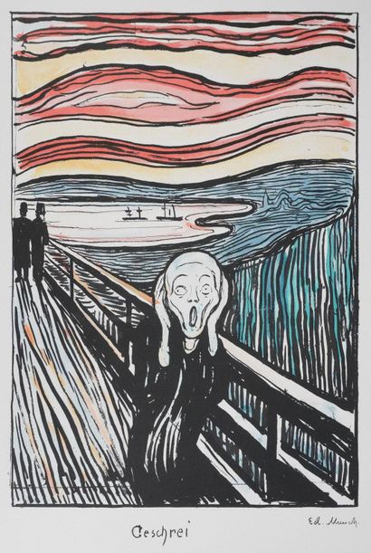 Edvard Munch (1863-1944) (d'après)
Le cri
Lithographie
Signée...