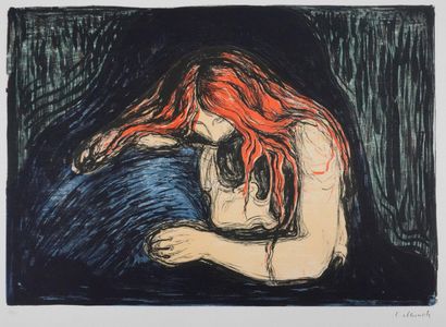 Edvard Munch (1863-1944) (d'après)
Vampire
Lithographie
Signée...