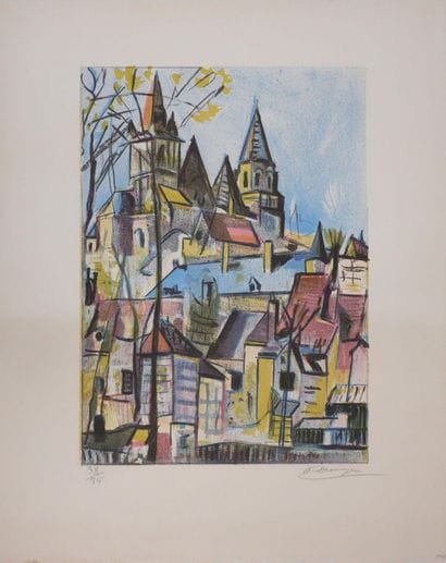 François DESNOYER (1894-1972) 
Vue de l'église,...