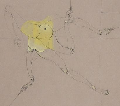 Hans BELLMER (1902-1975) 
Le pantin jaune,...