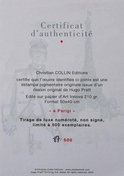Hugo PRATT (1927-1995)
Corto Maltese à Paris,...