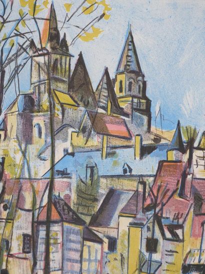 François DESNOYER (1894-1972) 
Vue de l'église,...