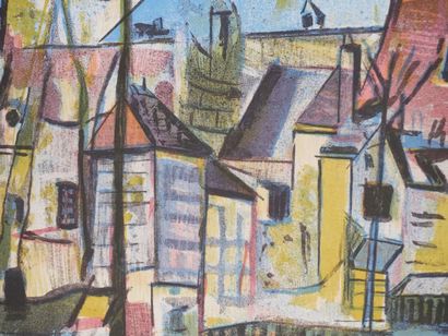 François DESNOYER (1894-1972) 
Vue de l'église,...