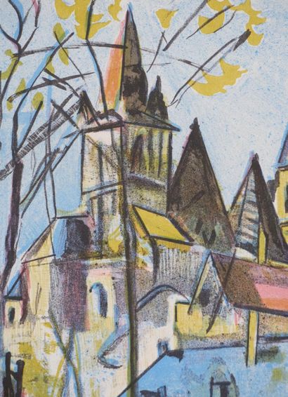 François DESNOYER (1894-1972) 
Vue de l'église,...