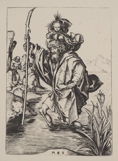 Martin SCHONGAUER (1430/50-1491)
Saint Christophe
Gravure...