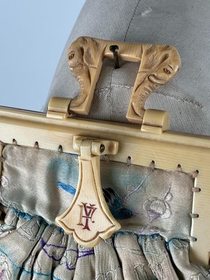 Silk embroidery pouch decorated with branching...