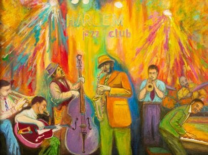 FOLCHI
L'orchestre de jazz 
Huile sur toile...