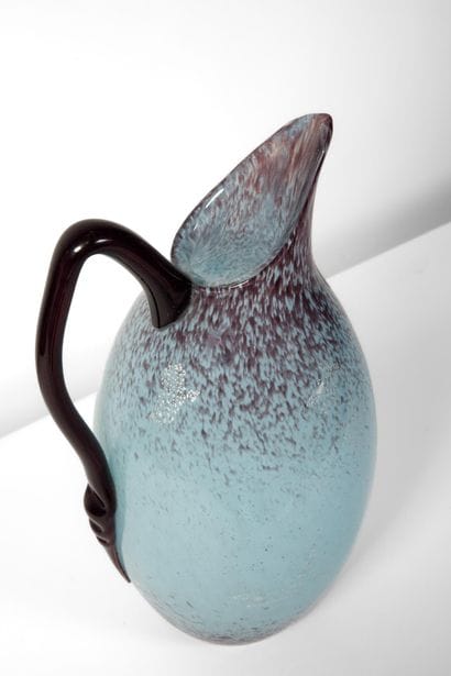 Vase en verre multicouche marmoréen bleu...