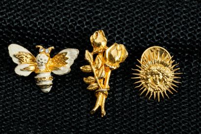 Ensemble de deux pins et un broche en métal...