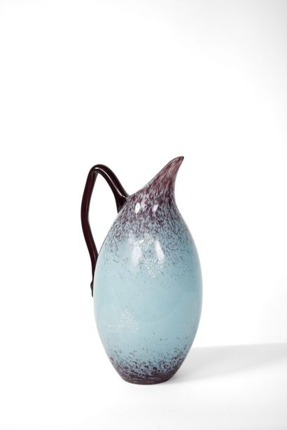 Vase en verre multicouche marmoréen bleu...