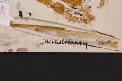 Michel HENRY (1928-2016)
PAYSAGE AUX PALMIERS
Gouache...