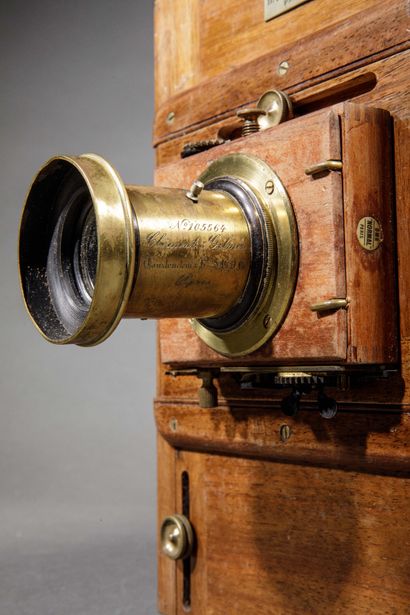 In the suitcase, two wooden view cameras....
