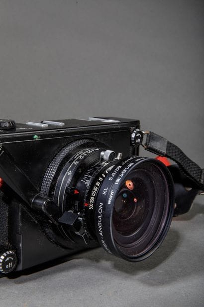 In a Leitz case: a Linhof Technorama camera...