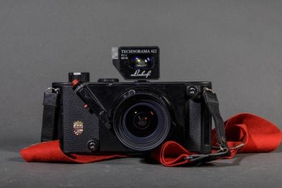 In a Leitz case: a Linhof Technorama camera...