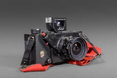 In a Leitz case: a Linhof Technorama camera...