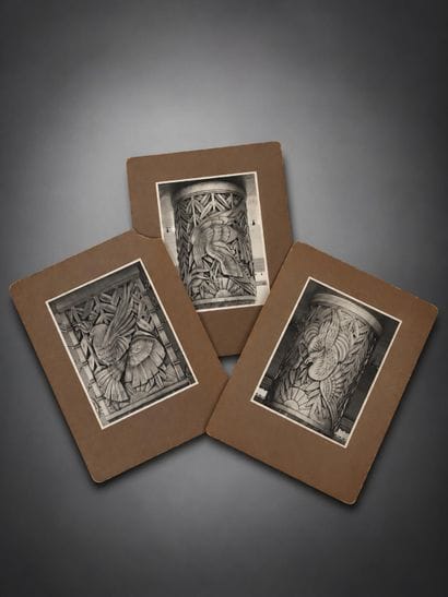 Set of three photographs depicting bas-reliefs...