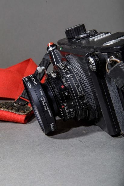 In a Leitz case: a Linhof Technorama camera...