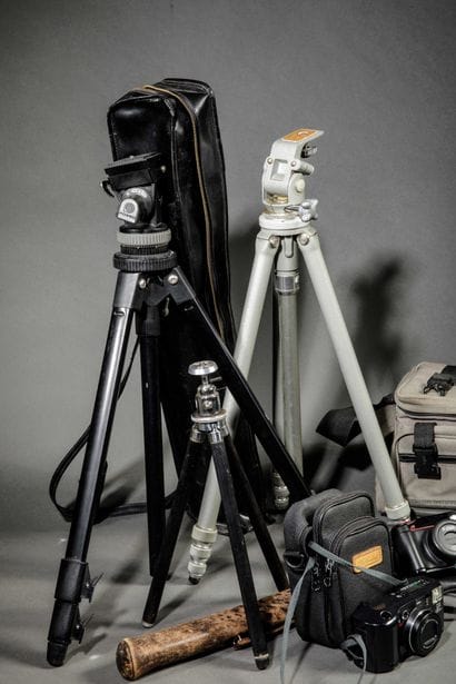 Assorted photography equipment. In a bag:...