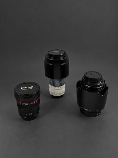 A set of six different lenses, including...