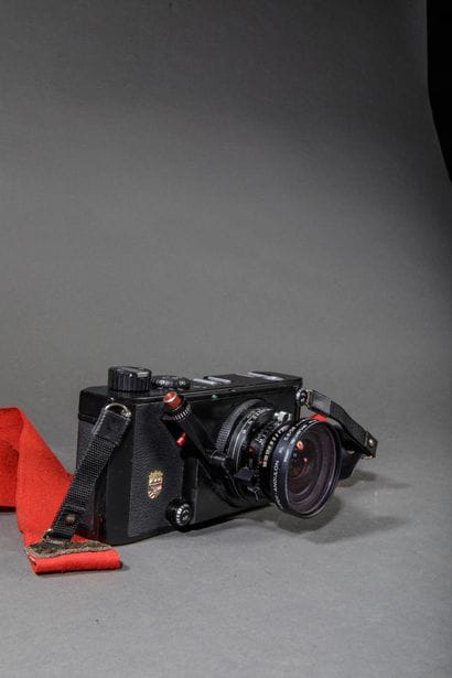In a Leitz case: a Linhof Technorama camera...