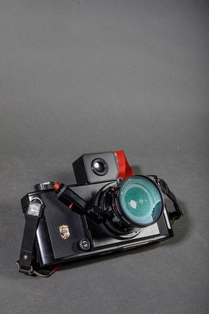 In a Leitz case: a Linhof Technorama camera...