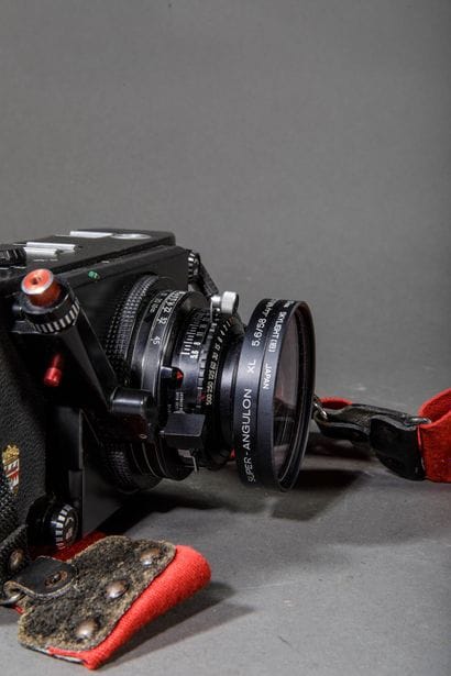 In a Leitz case: a Linhof Technorama camera...