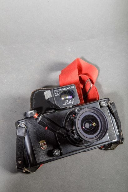 In a Leitz case: a Linhof Technorama camera...