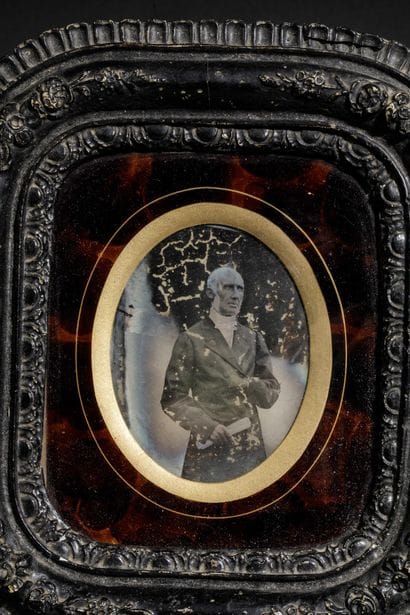 Daguerreotype-style photograph in a Napoleon...