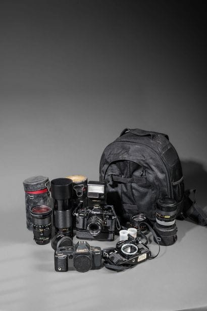 In a bag, a set of photography equipment,...