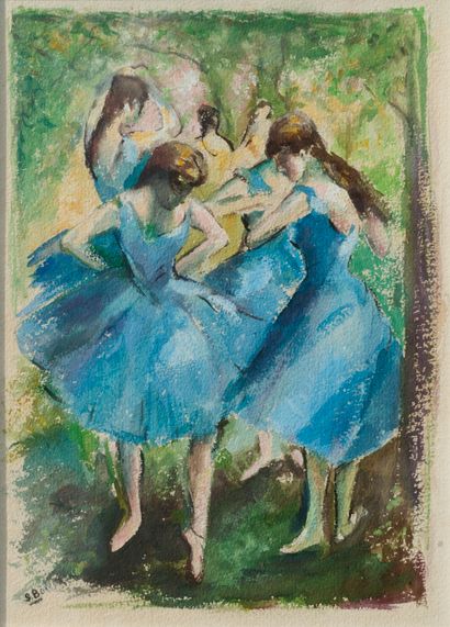 D'après Edgar DEGAS
Les danseuses bleues....