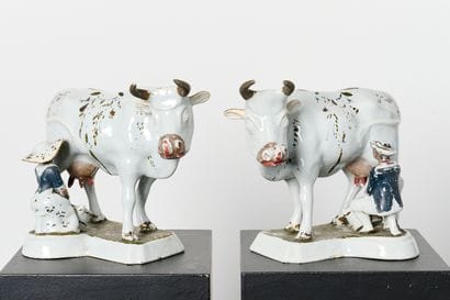 Delft XVIIIe
Paire de vacheà la traite en...
