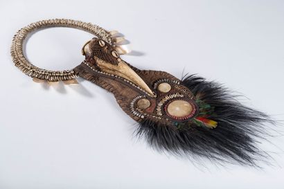 Indonesian feather and shell necklace made...