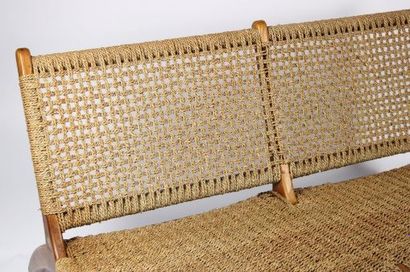New-York double fireside chair in wood and...