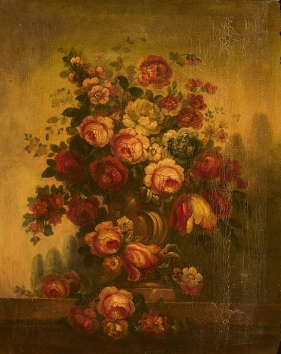 Ecole flamande, XIXe
Composition florale...