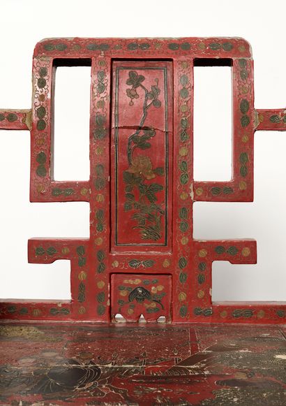 Chine - Mobilier
Chaise Qing en laque à fond...