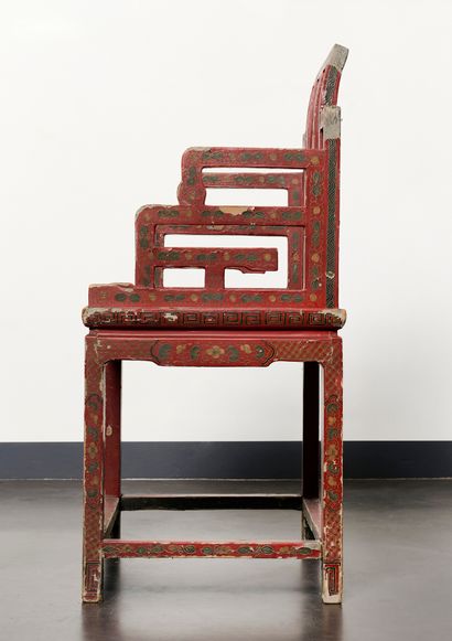 Chine - Mobilier
Chaise Qing en laque à fond...
