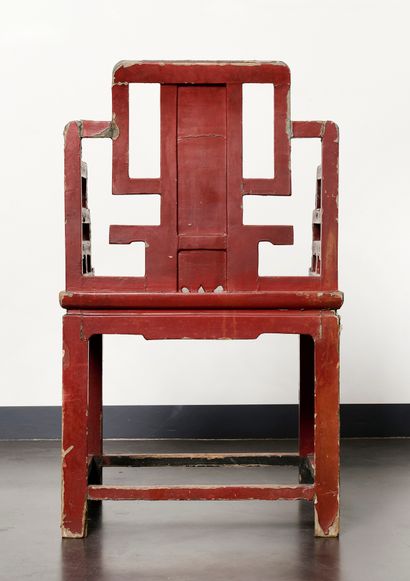 Chine - Mobilier
Chaise Qing en laque à fond...